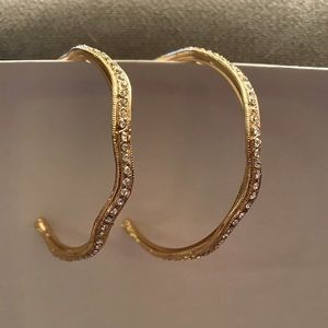 Hoop Earrings, Gold plated with CZ